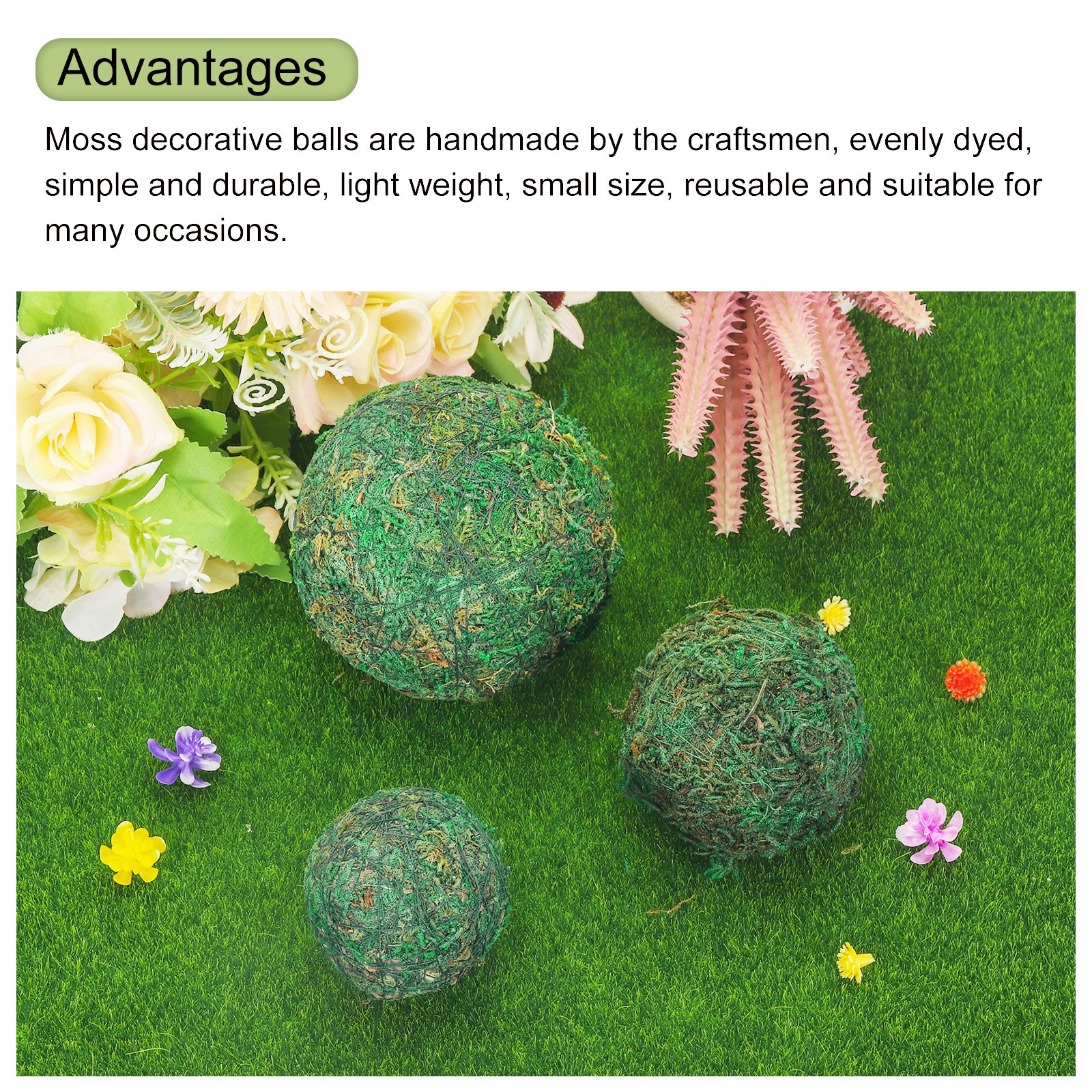 6 Pcs Moss Balls 3.5 Inch Green Moss Balls Decorative gallery