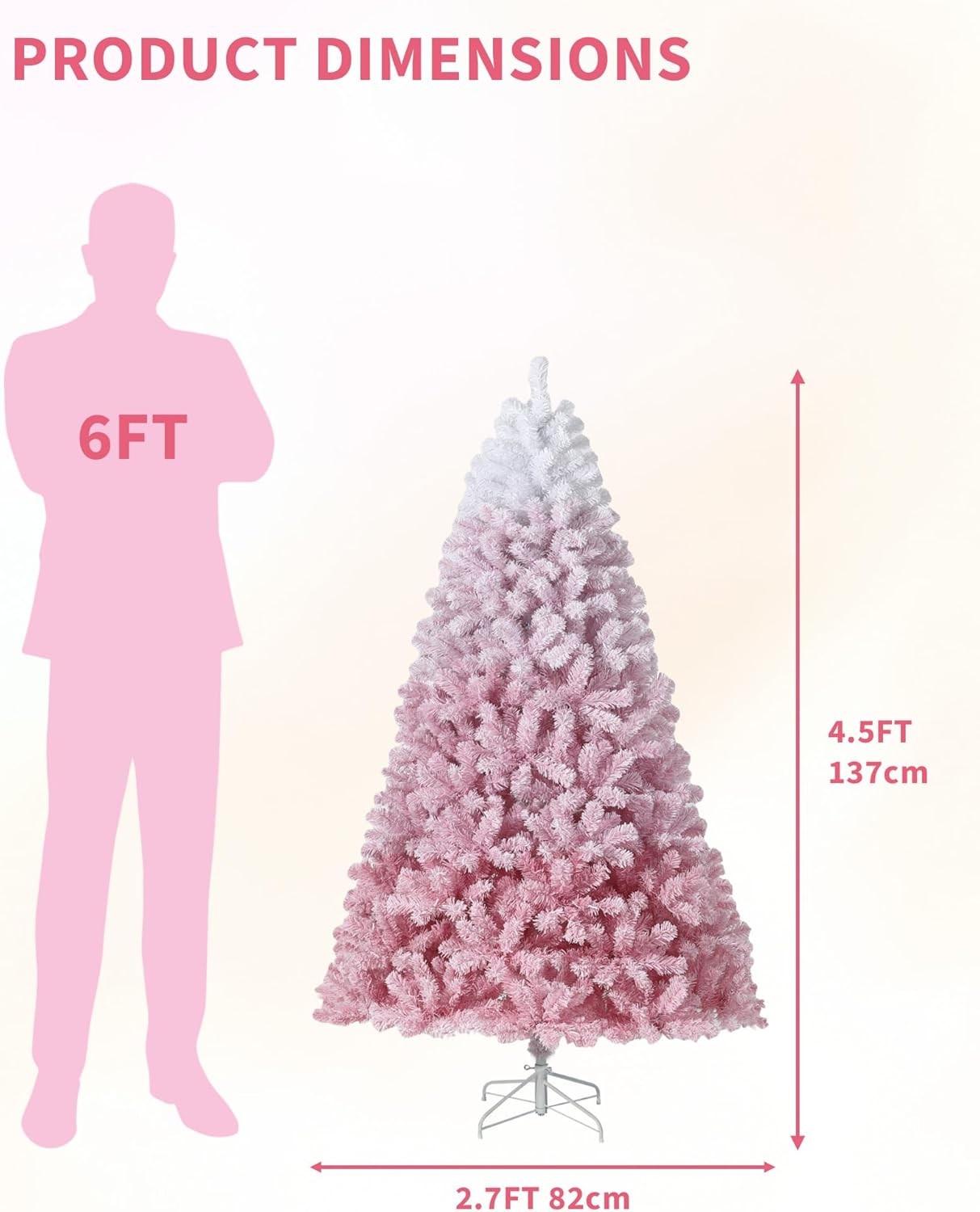 4-9ft PreLit Artificial Christmas Tree Pink with 450 LEDs Lights Xmas Decoration gallery