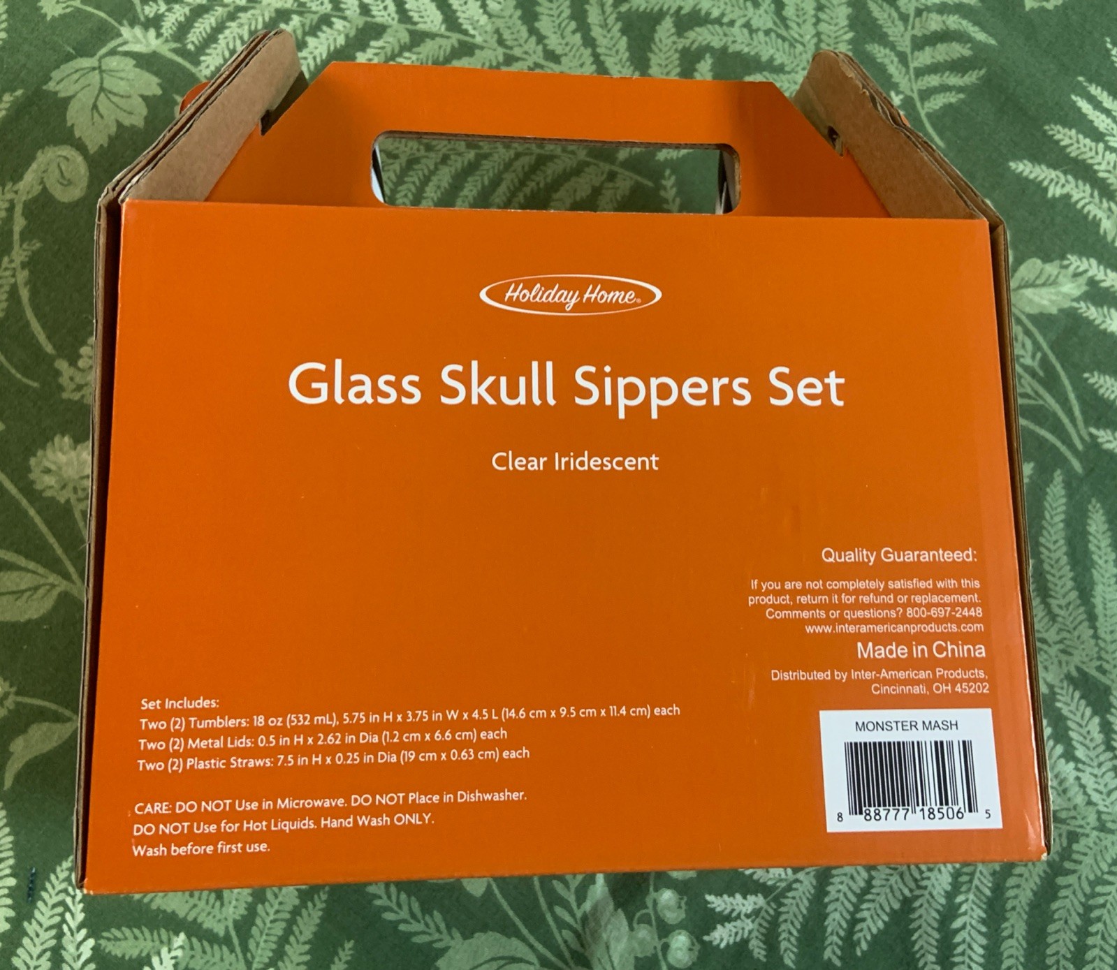 Glass Skull Sipper Set Clear Iridescent 18oz NIP gallery