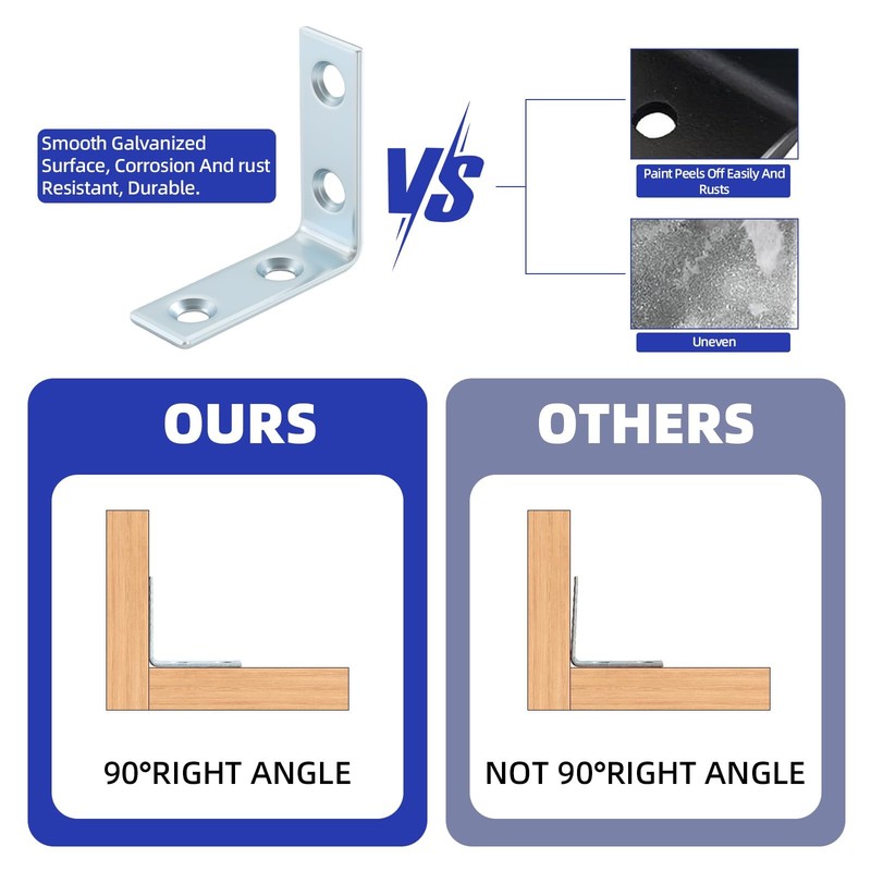 40 Pack L Bracket Corner Braces Small Metal L 1-1/2 inch Zinc-40Pack Zinc gallery