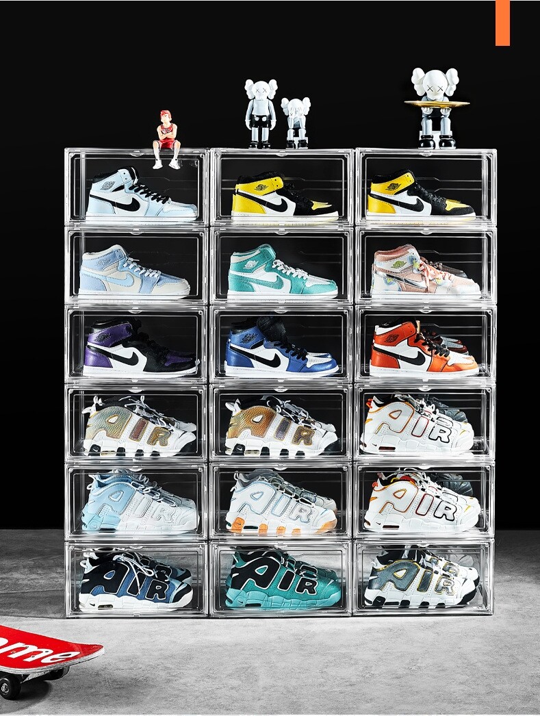 10x Magnetic Shoe Storage Boxes Full Clear Drop Side AJ Sneaker Organizer Case gallery