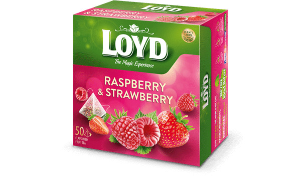 LOYD RASPBERRY & STRAWBERRY Flavor Fruit Tea 50 Pyramid Teabags Box 100g 3.5oz gallery