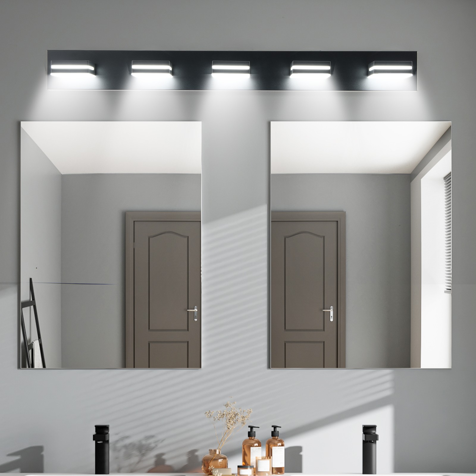 40 Inch 5 Lights Modern Vanity Light LED Black Bathroom Mirror Wall Lamp Fixture gallery