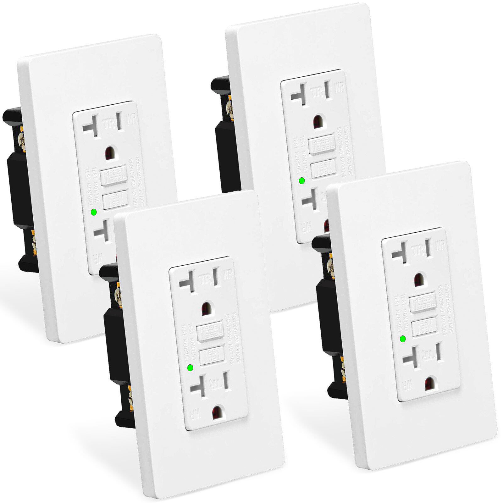 4PK GFCI Outlet 20Amp Weather Resistant Tamper Resistant with Cover Plates White gallery
