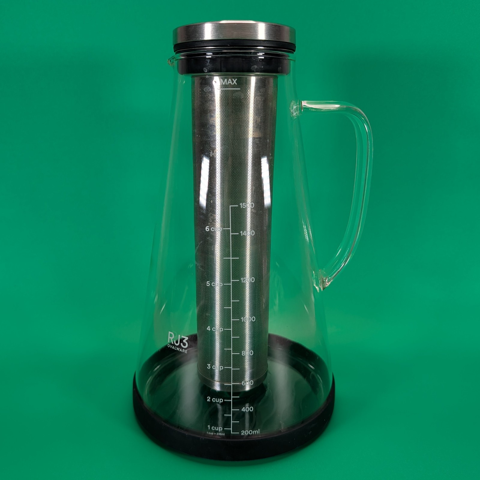 RJ3 Ovalware Cold Brew Coffee Maker Pitcher Glass Carafe with Stainless Steel gallery