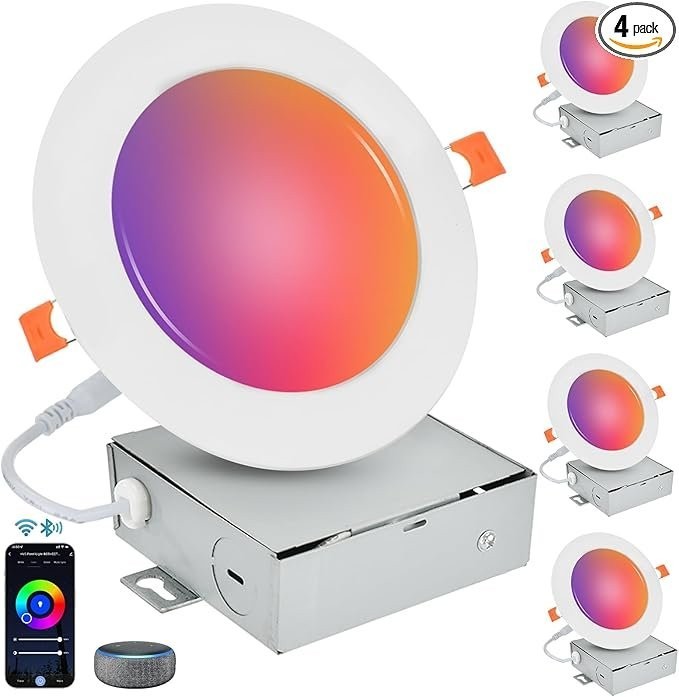 4 pack Smart Recessed Lighting 4 Inch 9W 810LM Ultrathin Recessed Lights RGBCW M gallery