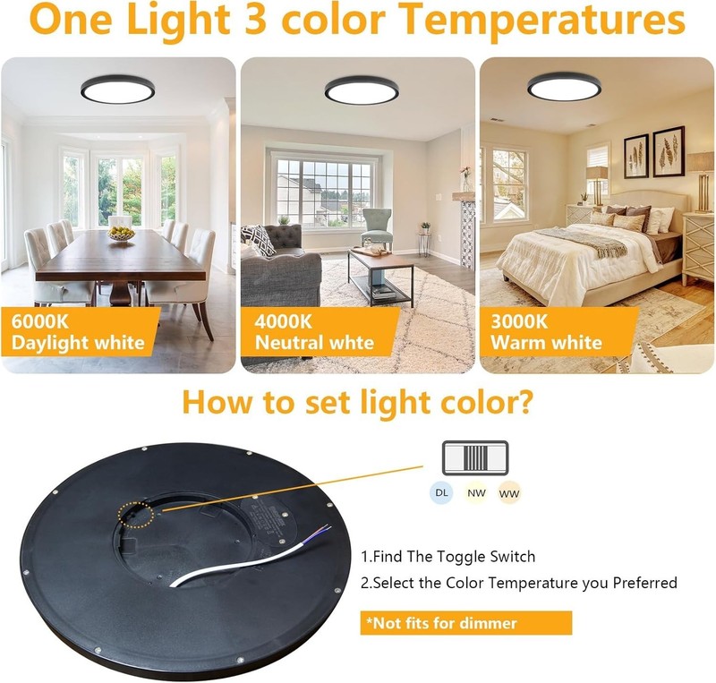 6 Pack 9" LED Flush Mount Ceiling Light - 3 Color Options, Ultra-Slim Design gallery