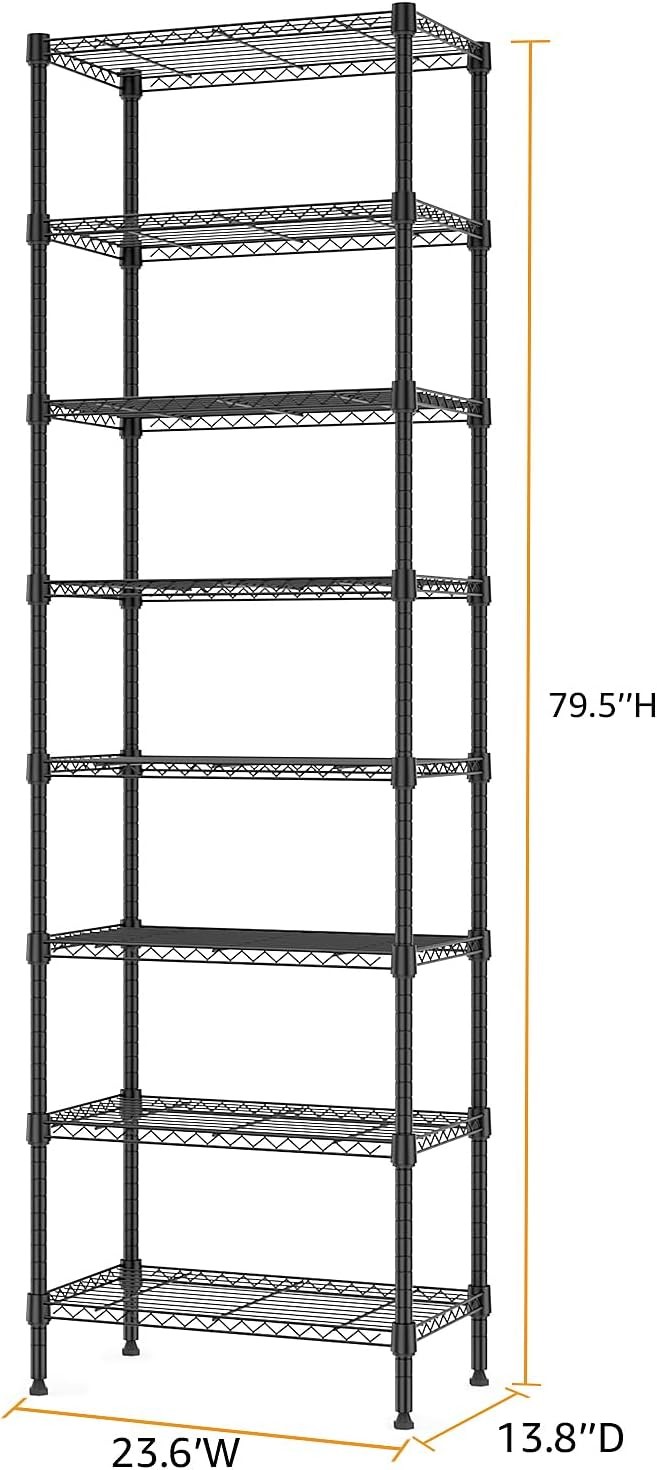 M MZG 8 Tier 2000 lb Storage Rack Wire Shelving Black gallery
