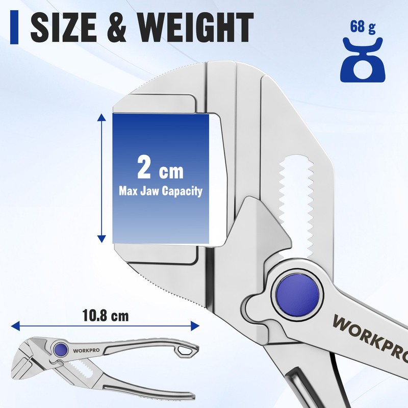 WORKPRO Mini Pliers Wrench 4'' Adjustable Wrench Pliers w/ Smooth Parallel Jaws gallery