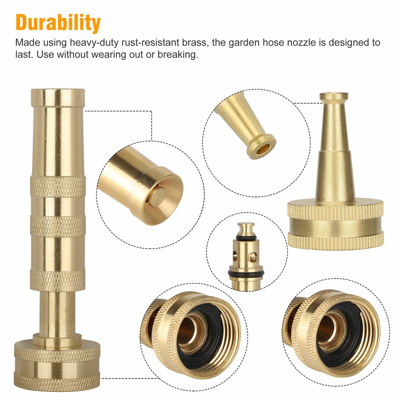 Solid Brass Yard Nozzle Heavy Duty Adjustable Twist Water Hose High Pressure New gallery
