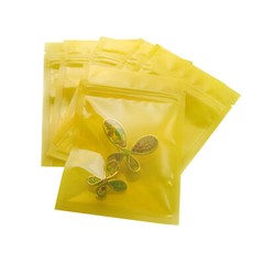 100 Transparent Yellow Poly Plastic Flat Resealable Zip Seal Food Storage Pouch