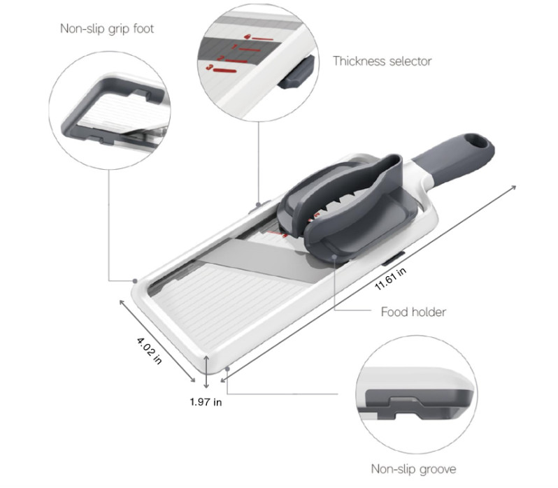 Multi Handheld Mandoline Slicer - Adjustable Stainless Steel Blade, Comfort Grip gallery