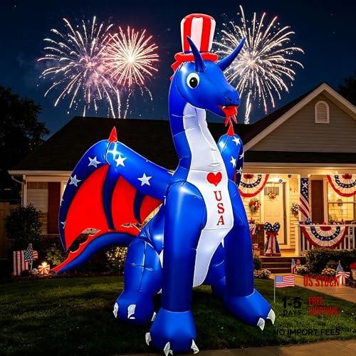 8 FT Independence Day Inflatable Dragon A-8FT Tall Dragon with America Style gallery