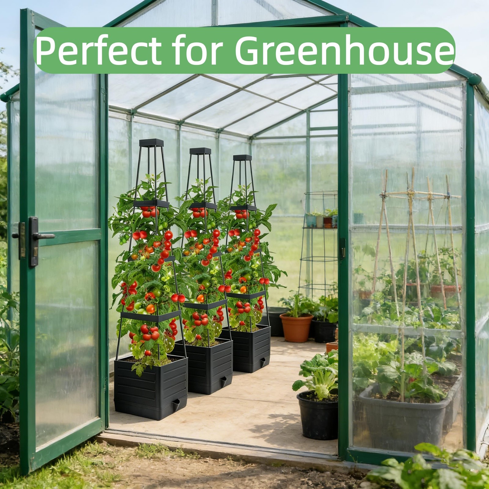 Tomato Planter 2 Pack 57 Self Watering Raised Garden Bed Trellis MQUPIN Climbing gallery