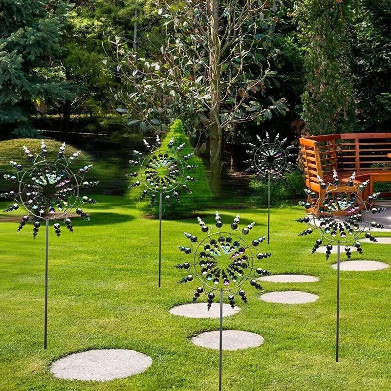 Magical Wind Powered Kinetic Windmill Metal And Sculpture Spinner Garden Unique gallery