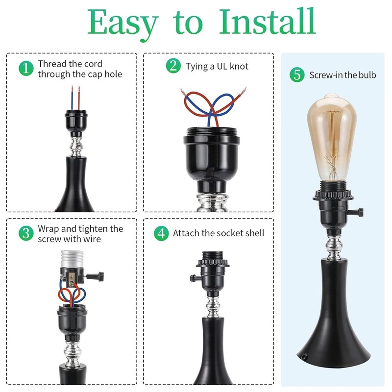 Durable Medium Base Lamp Socket with 2 Shade Rings for Easy Replacement gallery