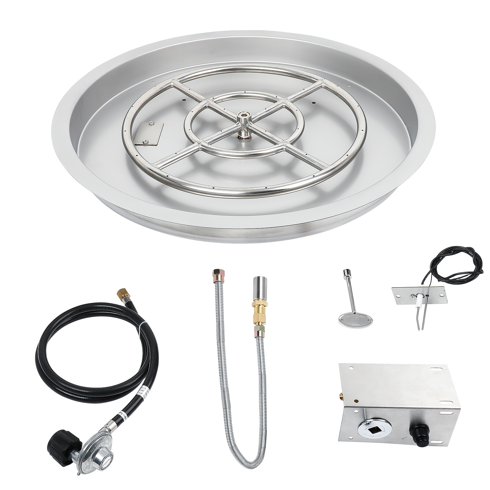 25" Stainless Steel Fire Pit Pan Round, Drop-in Fire Pit Pan with Burner Ring gallery