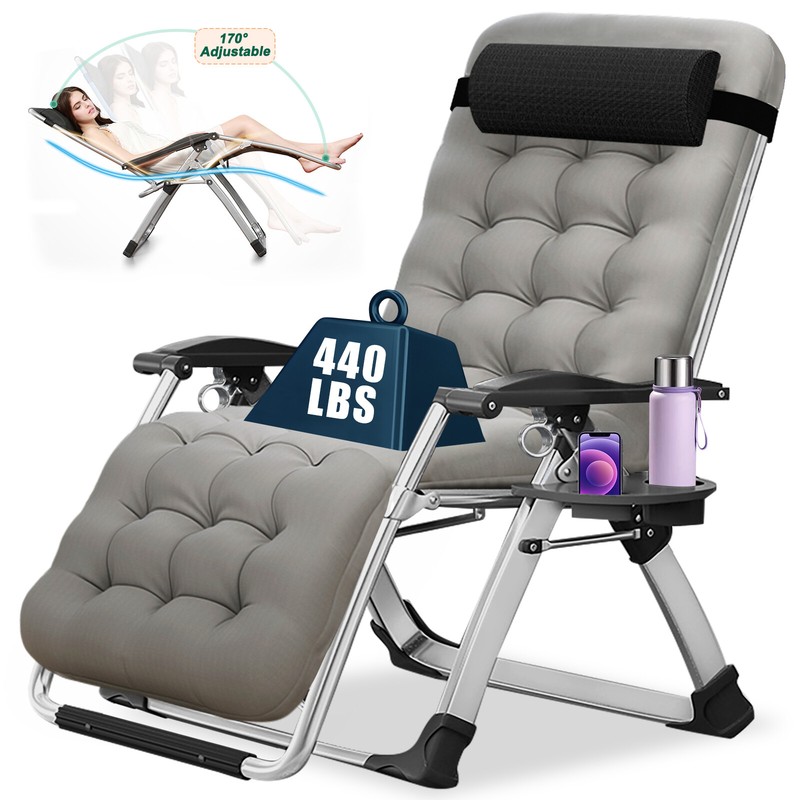 NAIZEA Zero Gravity Chair Folding Reclining Chaise With Pillow+Mat+Arm Cushion gallery