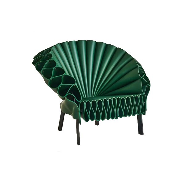 Nodic Designer Leather Lounge Accent Chair in Green Peacock Opening Plumages gallery