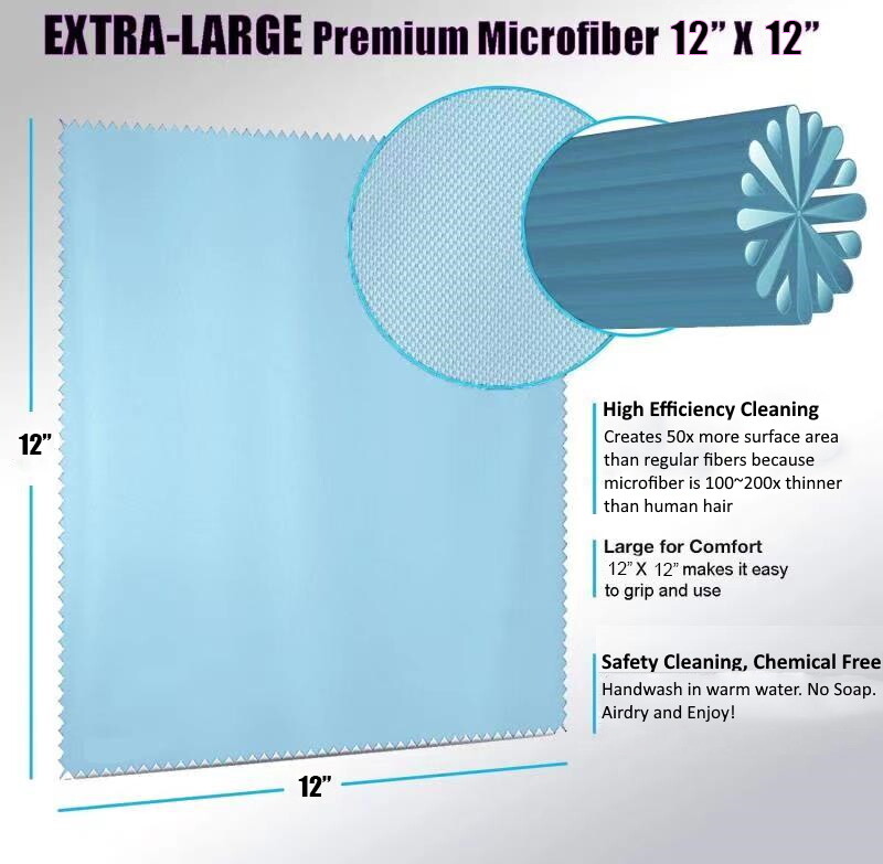 Oversized Microfiber Cleaning Cloth 12" X 12" for Screens Lens Phone-Multicolor gallery