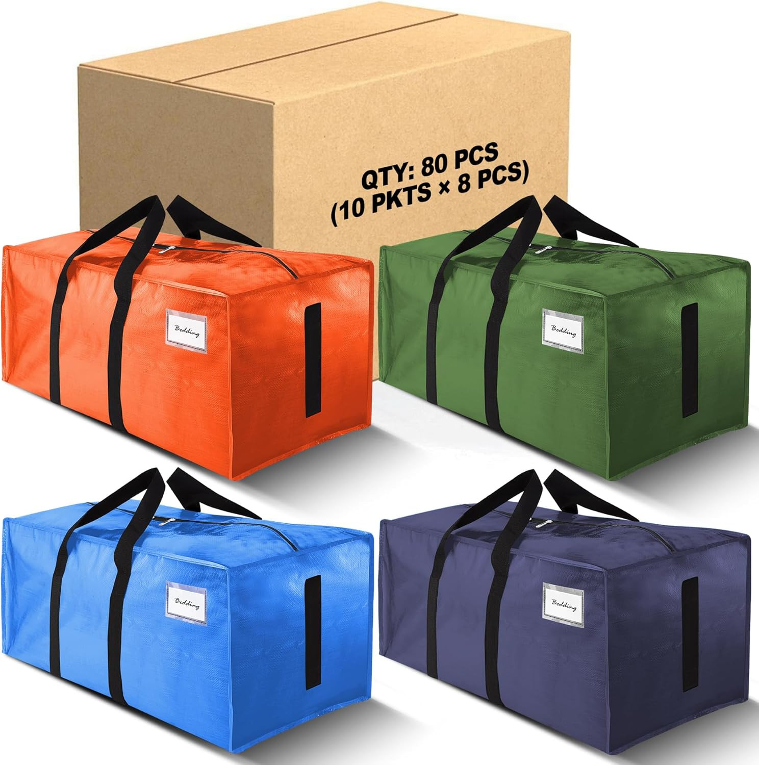80 Pack Large Strong Moving Bags with Zippers & Carrying Handles - Water-Resista gallery