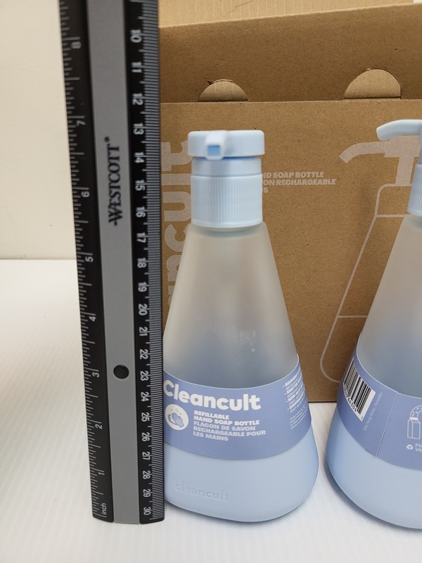 2 Pack - Cleancult Refillable Liquid Hand Soap 12oz Frosted Glass Bottle gallery