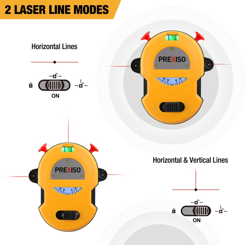 PREXISO Multi Surface Laser Level LED Light 30Ft Horizontal Vertical Line Laser gallery