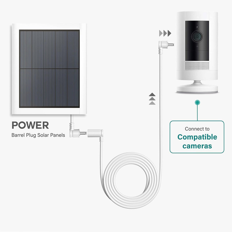 10 Ft. Barrel Plug Extension Cable - Compatible with Ring Solar Panel and Super gallery