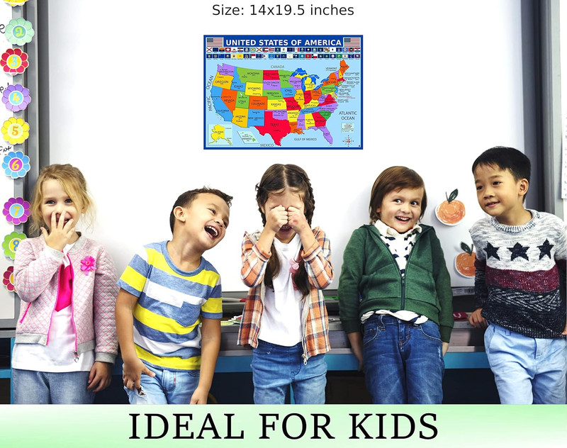 United States Map with State Flags Poster - Laminated 14X19.5 In. - Educational gallery