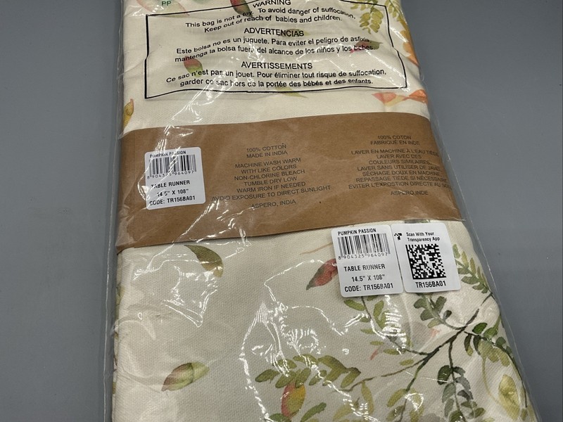 Maison d’Hermine Table Runner 14.5" x 108" 100% Cotton Pumpkin Passion NEW Seale gallery