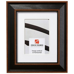 Craig Frames Farmhouse, 2″ Black w/ Brown Wood Picture Frame With a Single Mat
