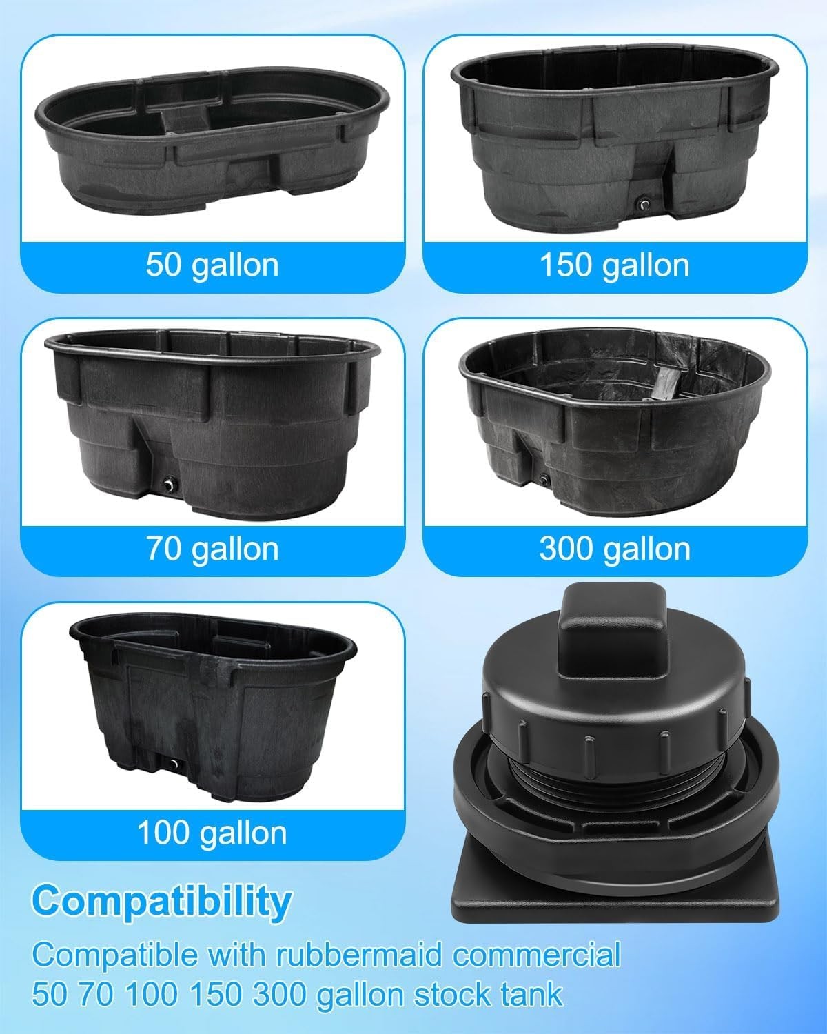 Stock Tank Drain Plug Kit with Rubbermaid Commercial 50 70 100 150 300 Gallon... gallery