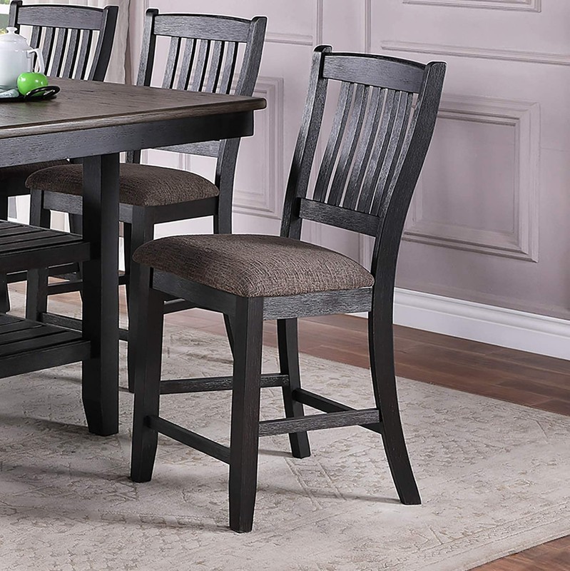 Transitional Dining Room 7pc Set Dark Coffee Rubberwood Counter Height Dining gallery