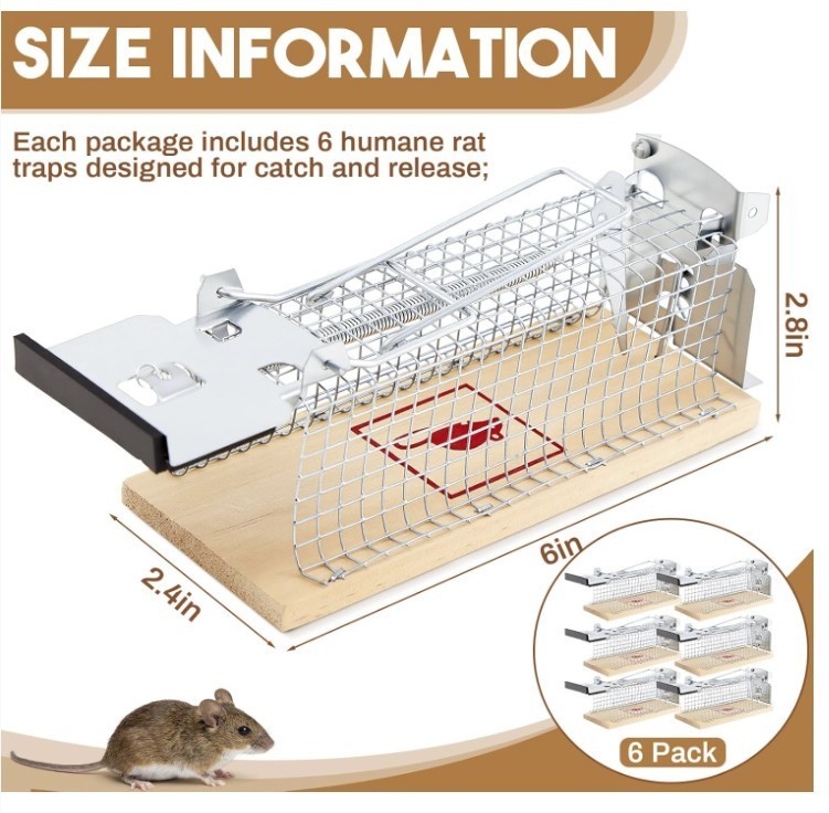 6 Pack Small Humane Mouse Trap, 6 x 2.4 x 2.8 Inch, No Kill, Catch and Release gallery