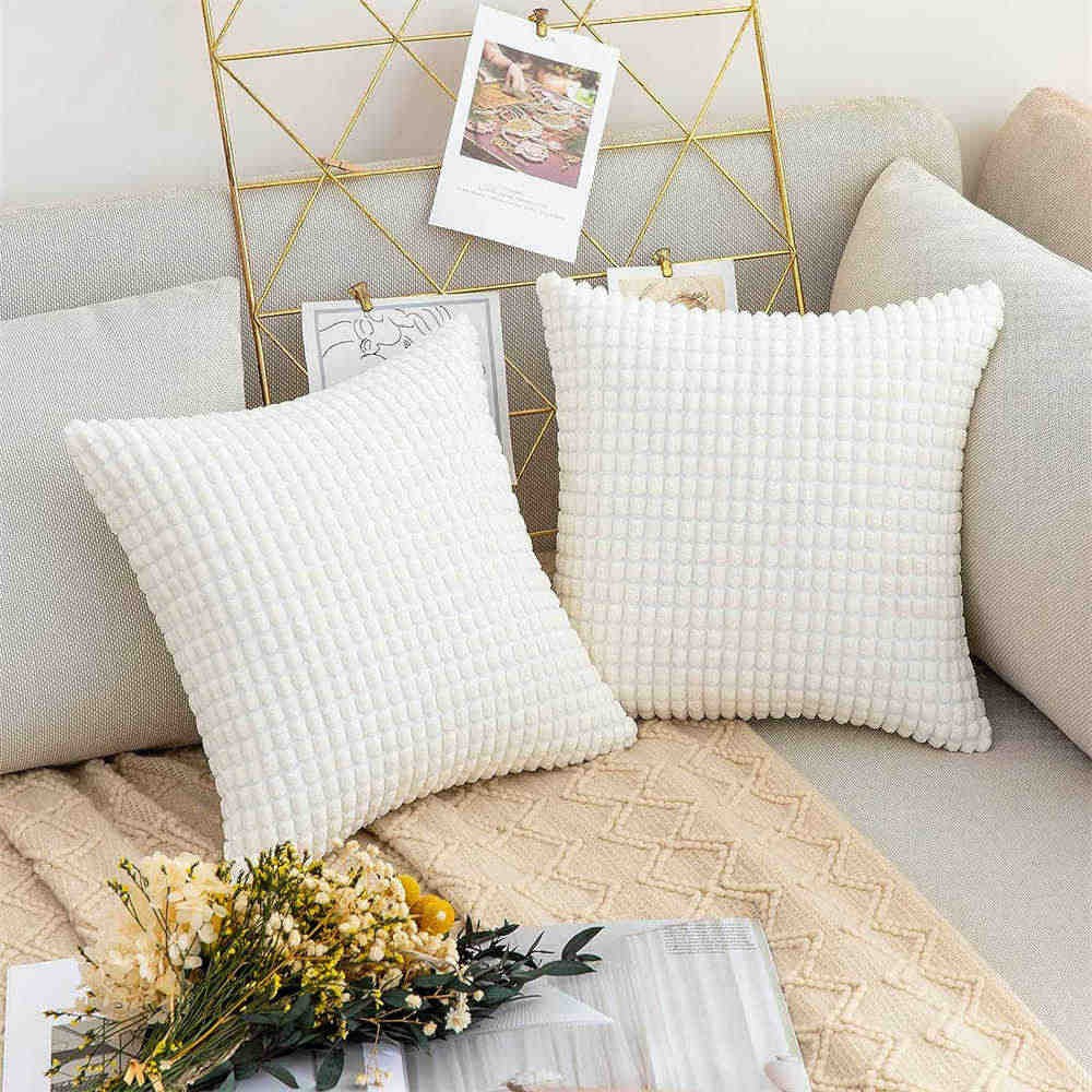 Soft Corduroy Solid Cushion Cover Throw Pillow Cases Home Sofa Bed Decor US