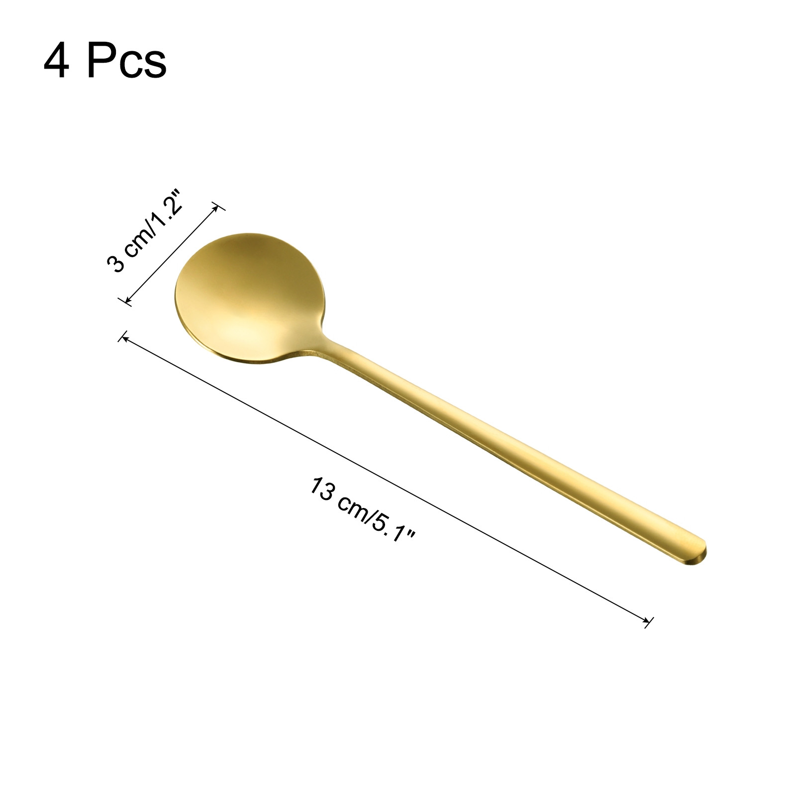 4pcs Espresso Spoons 5.1 Inches Stainless Steel Round Coffee Spoon Gold gallery