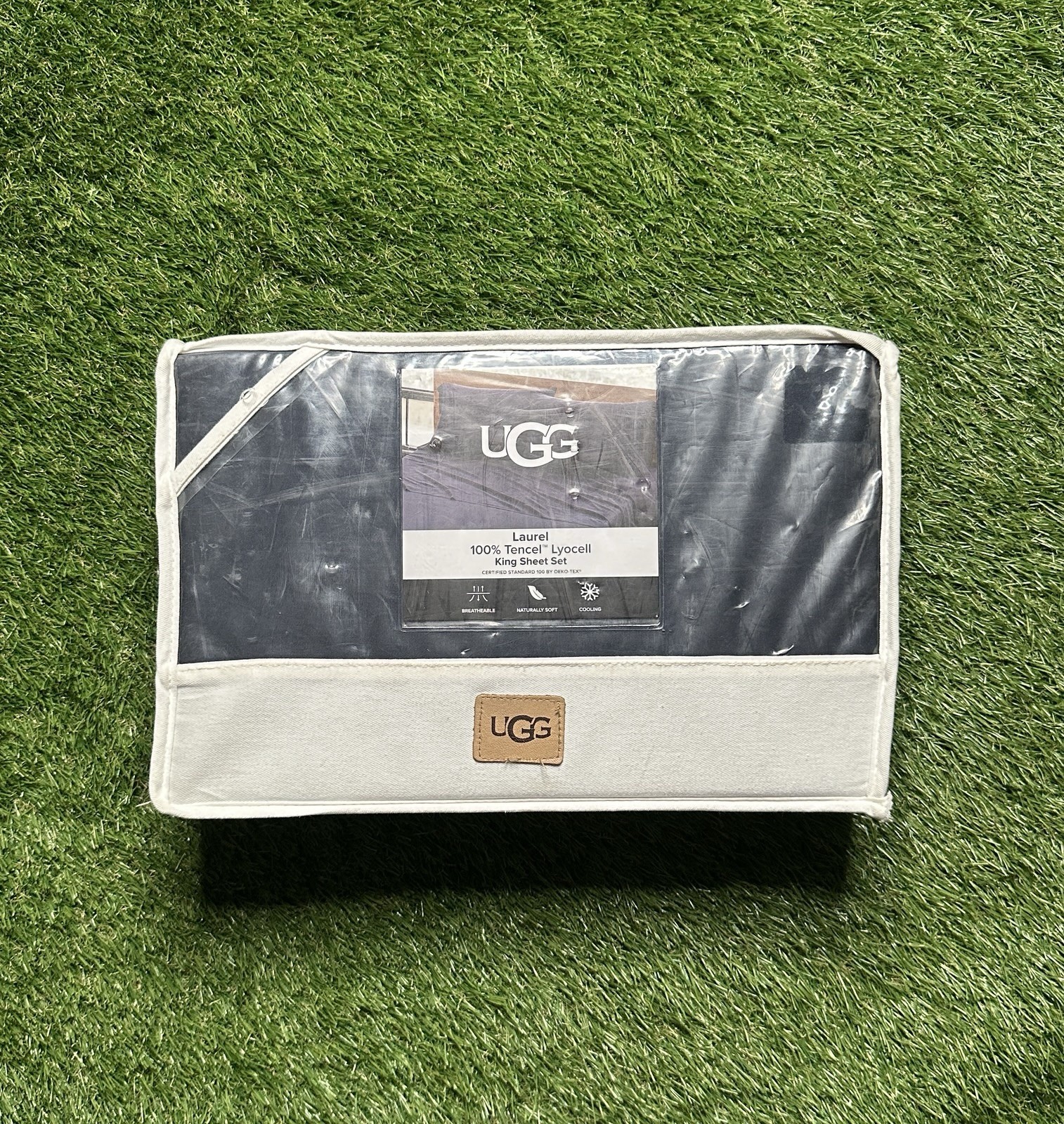 Ugg King Sheet Set Ocean Solid Navy Blue Laurel 100% Tencel Lyocell Cooling Soft gallery