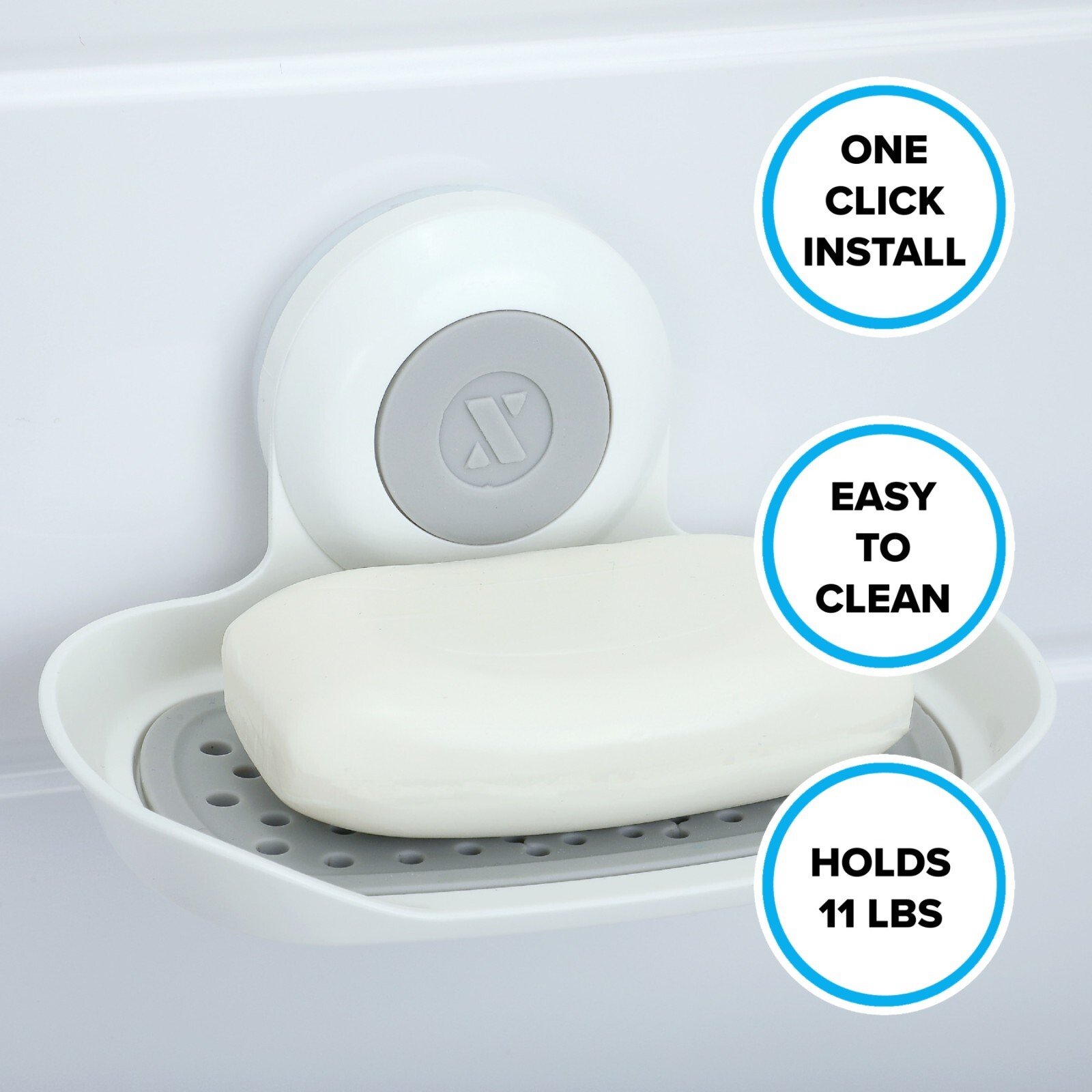 SlipX Solutions Patented Strong Hold Suction Soap Saver in White gallery