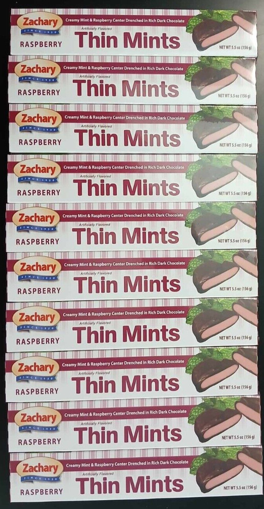 10PK Zachary Thin Mints ~ Raspberry ~ 5.5 OZ ~ SEALED ~ FAST SHIP ~ FRESH