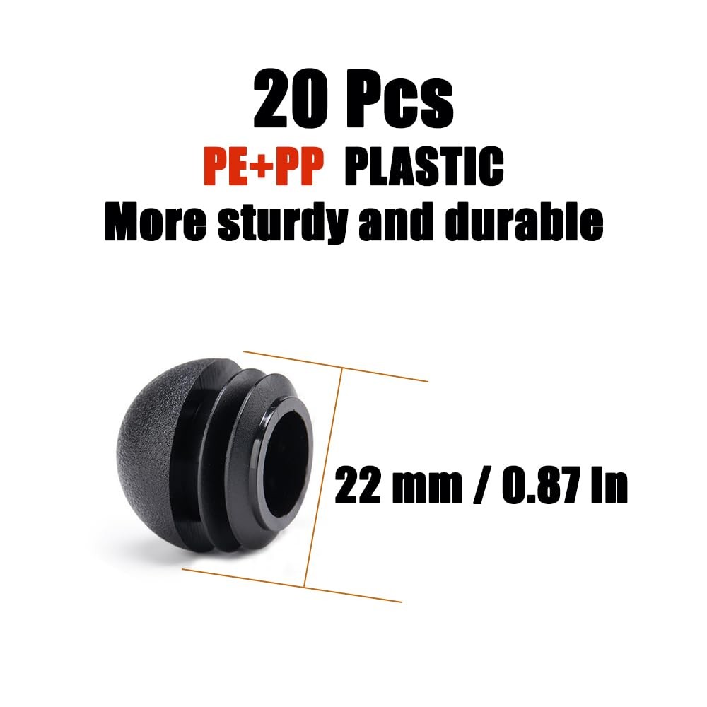 20PCS 22 mm (7/8 Inch) Plastic End Caps Plugs Chair 7/8 inch (22mm), Black gallery