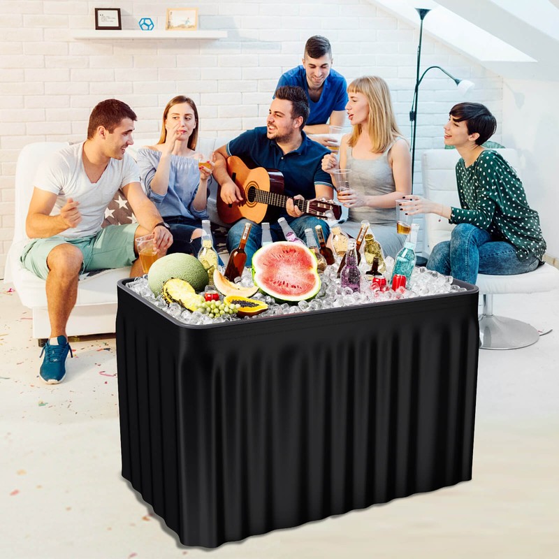 4 FT Folding Chilling Table w/Matching Skirt & Drain Hose Cold Keeper for Picnic gallery