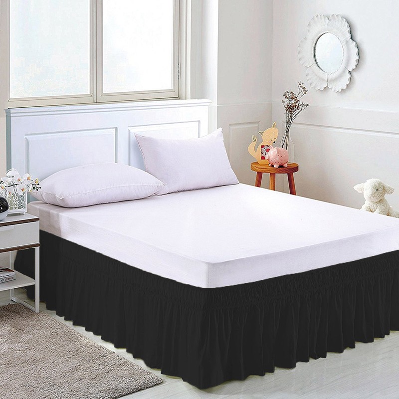 Wrap Around Bed Skirts Drop Solid Color Elastic Bed Skirt Queen King Full Dust gallery