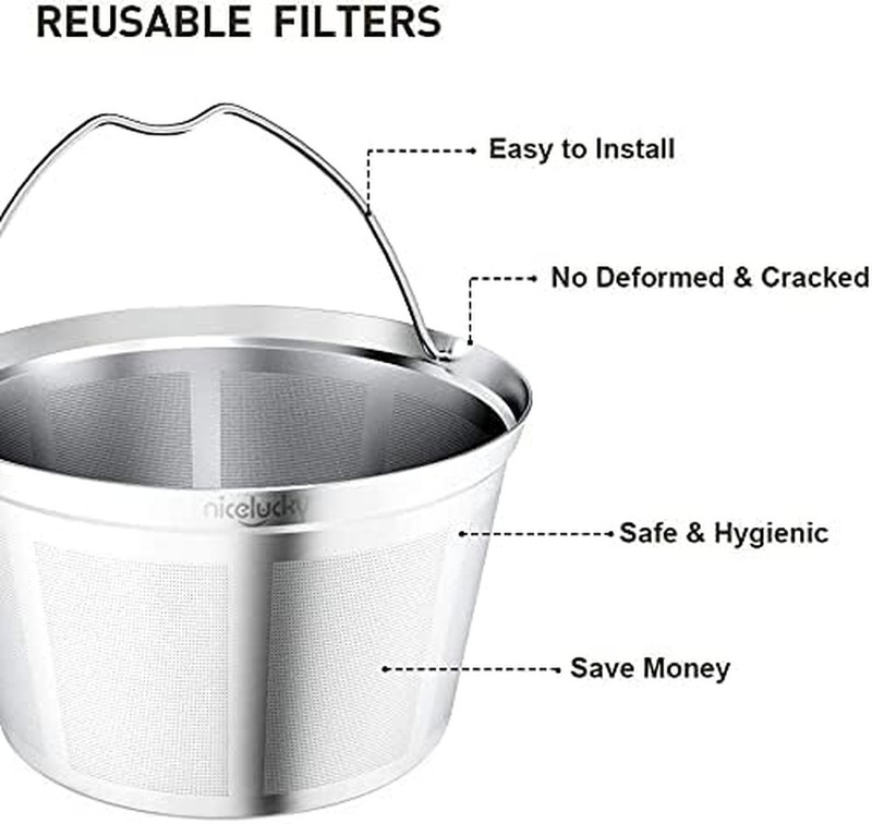Coffee Filter Reusable 8 10 12 Cup Basket Replacement Filter-Stainless Steel Per gallery