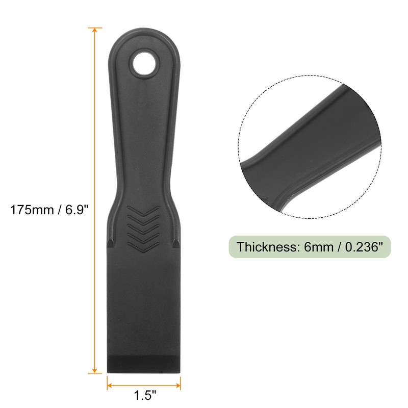 10pcs Putty Scraper 1.5" Width 6mm Thin Flexible Plastic Putty Knife Black gallery