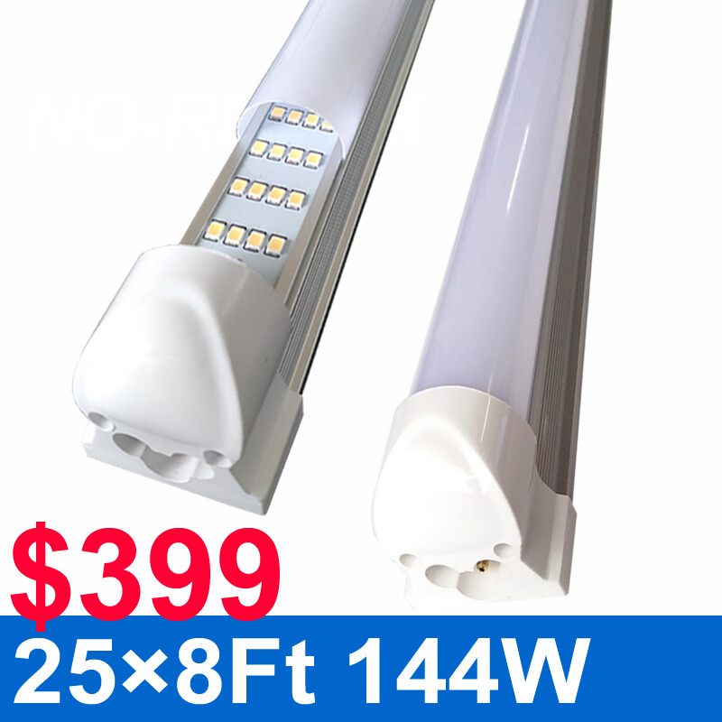 8FT LED Tube Light 144W Shop Light Bulb 6500K Ceiling Fixture 14400LM NO RF FM gallery