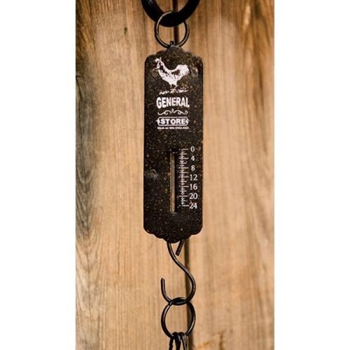 New Primitive Farmhouse AGED BLACK ROOSTER WEIGHING SCALE Hanging Candle Tray gallery