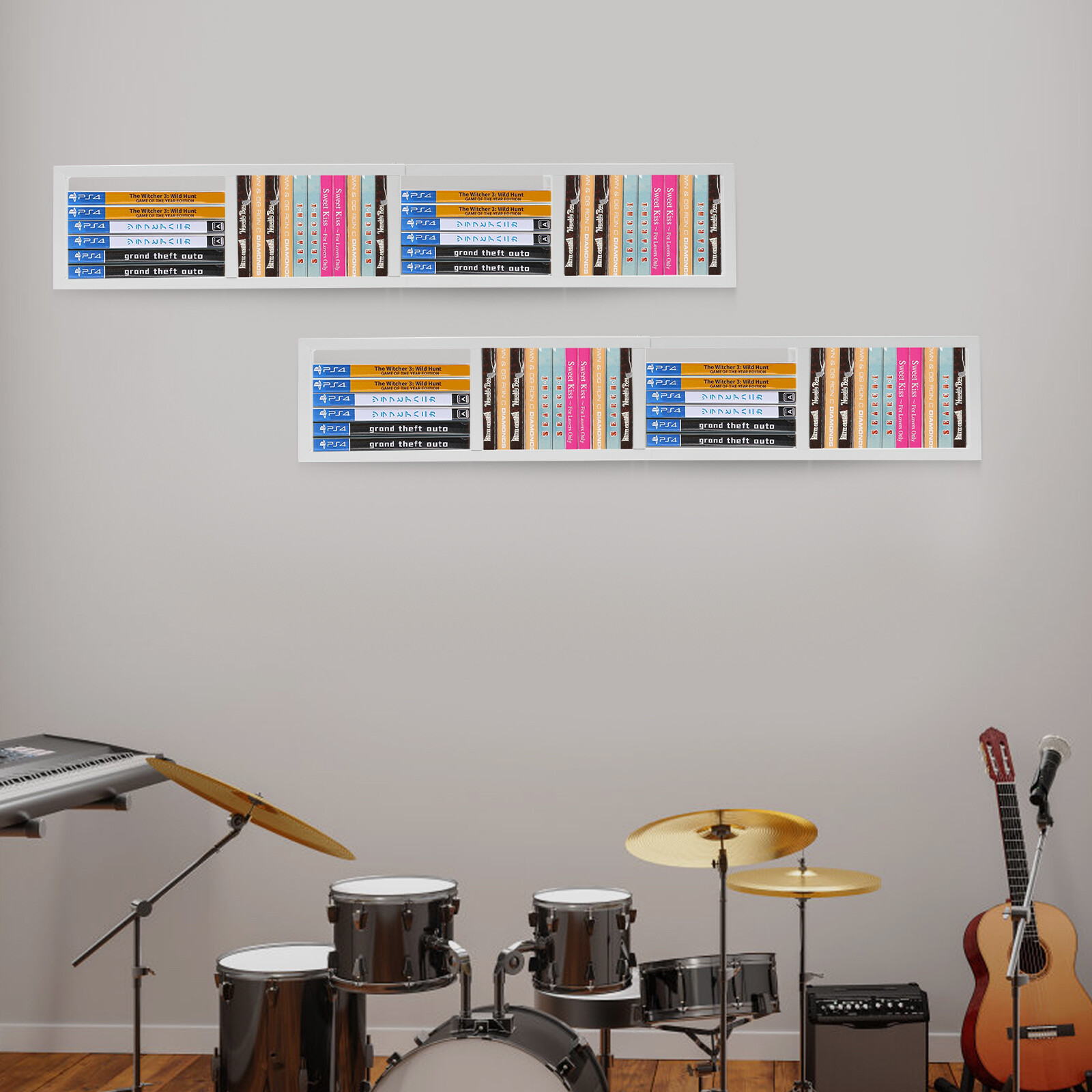 Storage Shelves for Wall, CD DVD Storage Rack Set, 34 Inch Video Game Organizer gallery