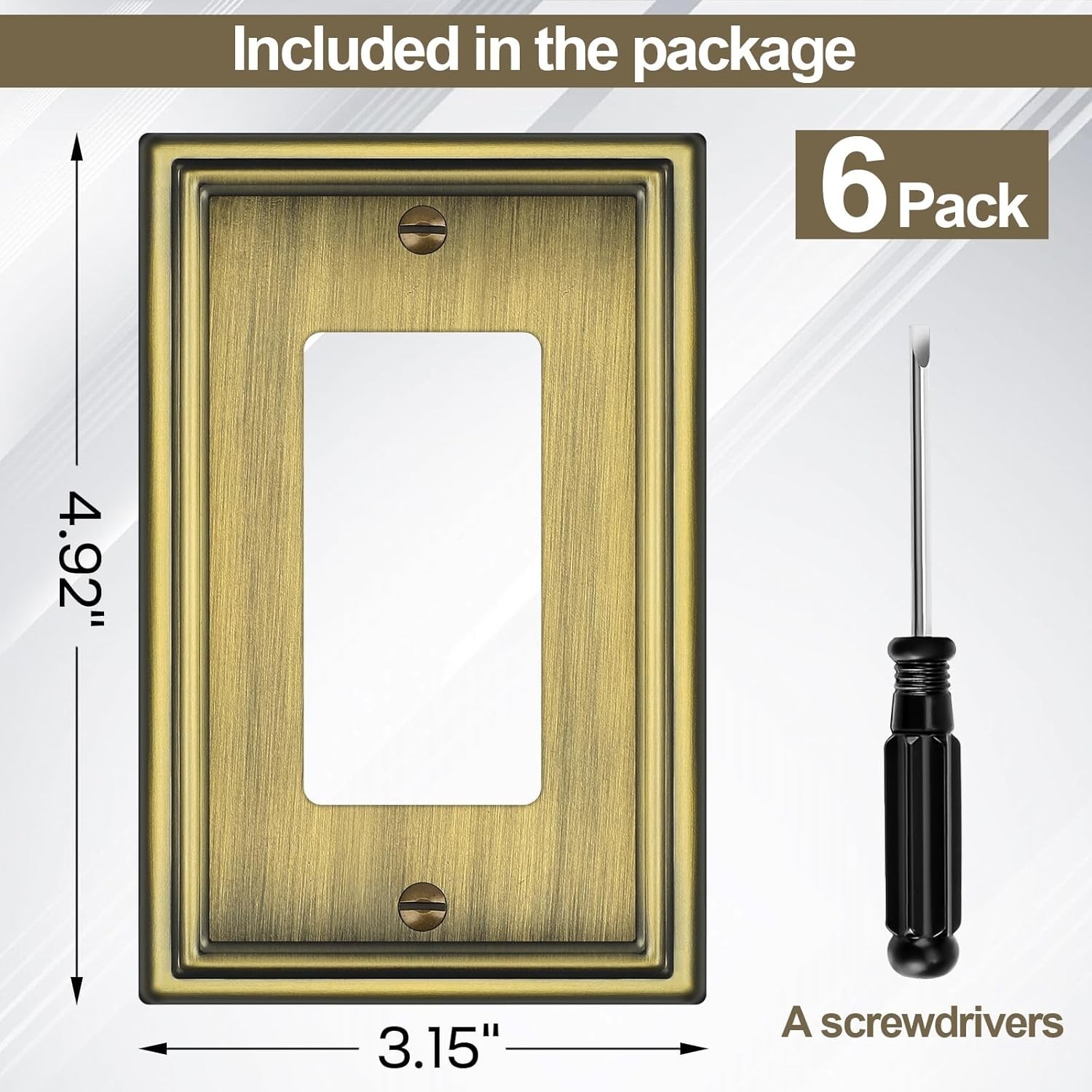 6 Pack Single Decorator Switch Covers Wall 1 6 Pack, Antique Brass gallery
