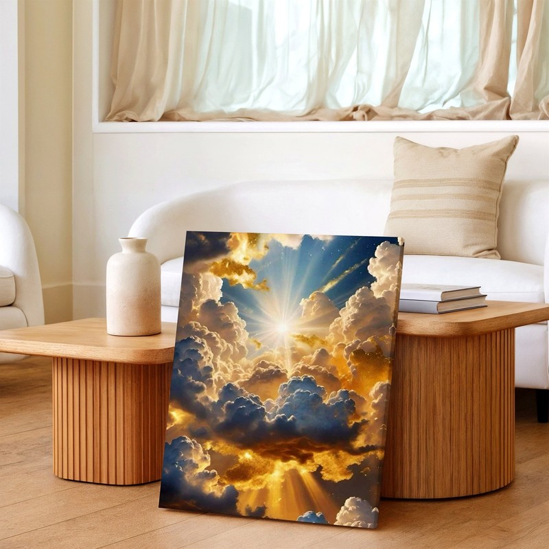 Wall Art Heavenly Cloudscape Sun Rays Sky Canvas Print Golden Dramatic Decor gallery