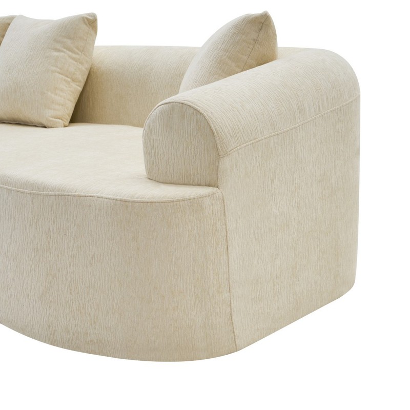 Curved Boneless Sofa,Compression Modular 108'' Sectional,White High-Density gallery